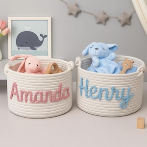 Custom Baby Shower Name Basket,Personalized Baby Name Cotton Basket Gift, Toys Storage Basket,Nursery Gift,Custom Baby Gifts,Pet Basket