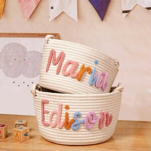 Personalized Handmade Basket,Rope Cotton Baby Gift Basket,Baby Basket,Baby Gift,Newborn Gift,Baby Shower Gift,Storage Basket,Toy Organizer
