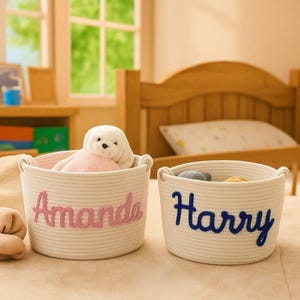 Personalized Handmade Basket,Rope Cotton Baby Gift Basket,Baby Basket,Baby Gift,Newborn Gift,Baby Shower Gift,Storage Basket,Toy Organizer