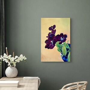 Purple Tulip Flower Painting - Original Art Print - Floral Wall Decor - Vibrant Home Art - Beautiful Tulip Artwork