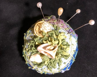 Kit for "Under The Sea" Pincushion...Crazy Quilted Pincushion Kit...Nautical Theme ...Pincushion Kit