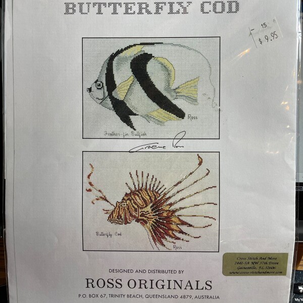 Fish...Ross Originals...Autographed by Graeme Ross...OOP 1991...Butterfly Cod...Feather Fin Bullfish...Vintage