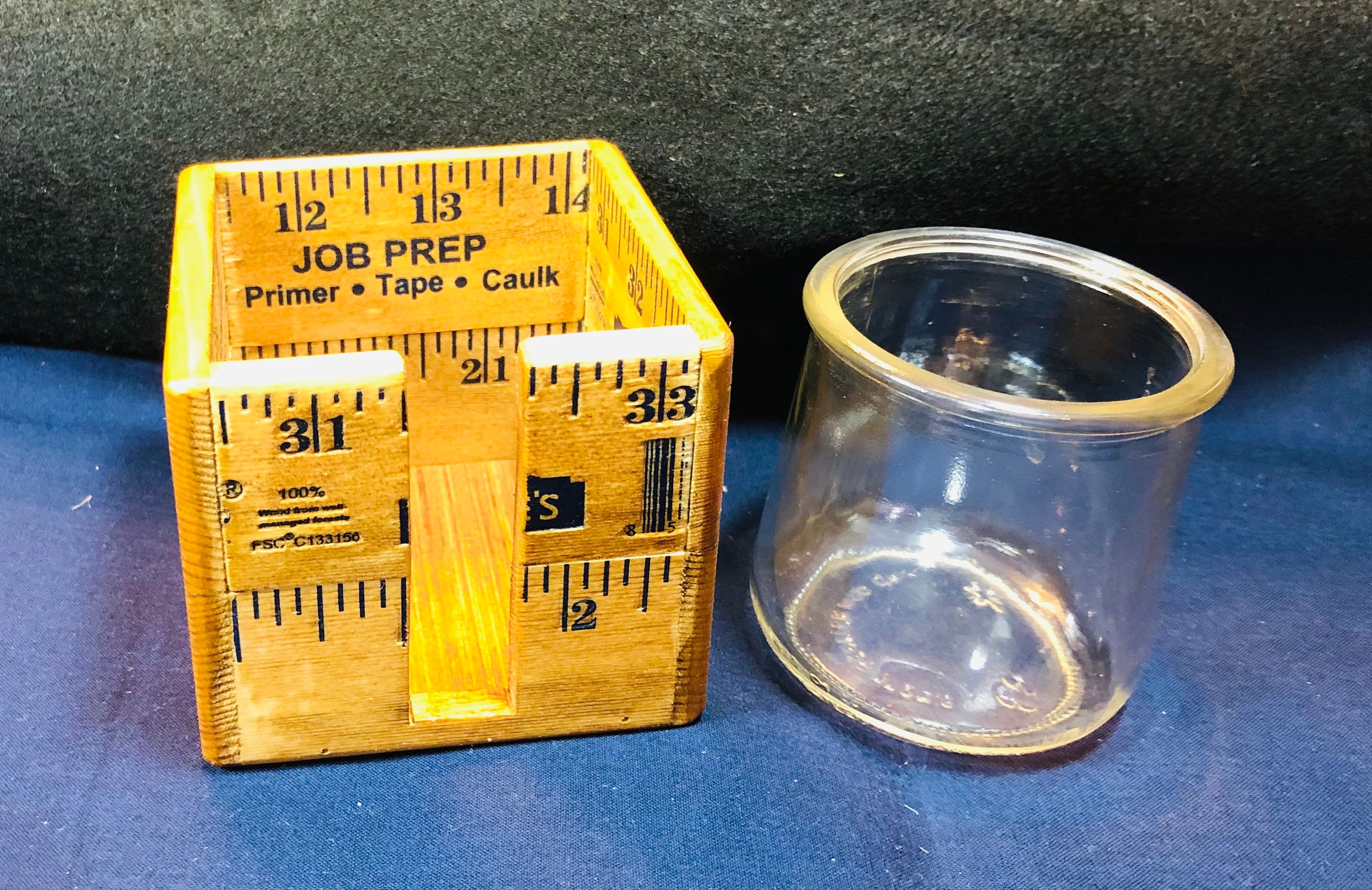 Yardstick Orts Holder....handmade Ruler Container...needlework Holder ...