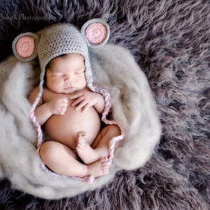 crochet mouse hat...mouse hat...newborn photo prop...baby mouse hat...baby crochet photo...adorable baby prop