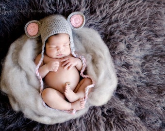 crochet mouse hat...mouse hat...newborn photo prop...baby mouse hat...baby crochet photo...adorable baby prop