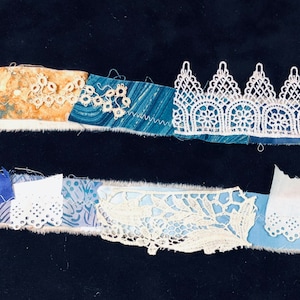 Vintage Shabby Chic Scrappy Spitze und Stoff Trim... Vintage Häkeln... Antike Trims... Tatted Lace