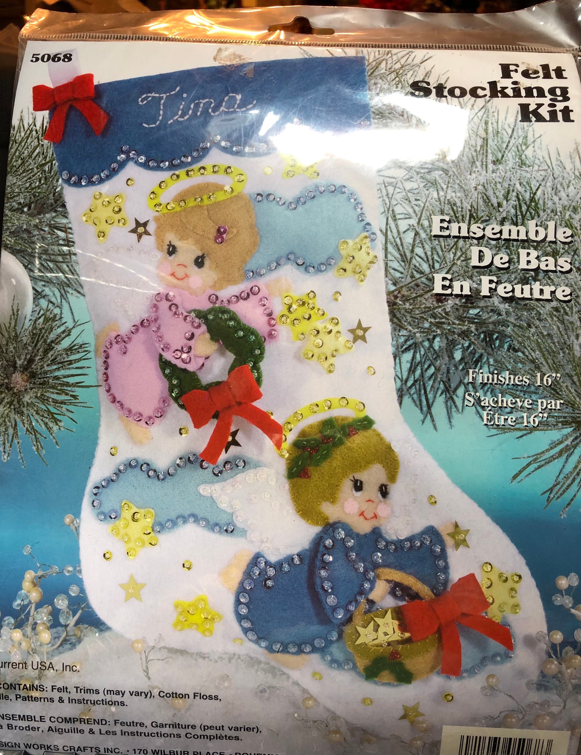 Kit for Children's Felt Stocking Kitchristmas Felt Stockingangel Boy  and Girlvintage Kit 