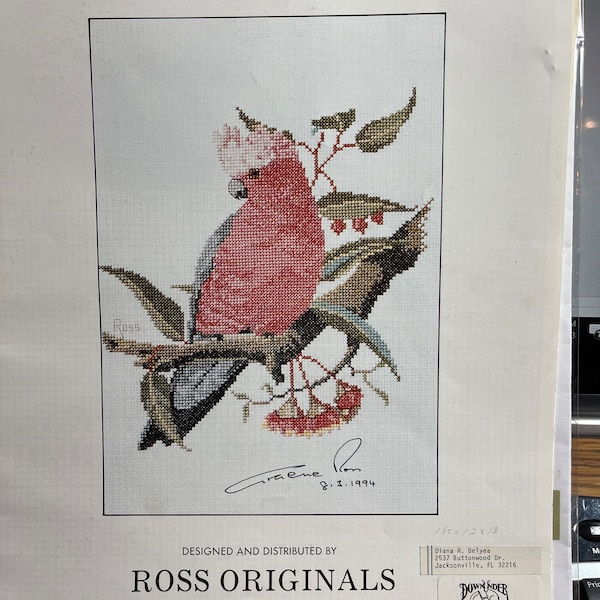 Galah..Ross Originals...Autographed by Graeme Ross...OOP 1994...Australia Parrot...Vintage Leaflet