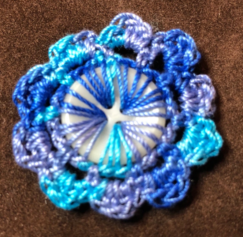Hand Crochet Flower Buttons.Set of Three. Button Collector...Crochet Collector