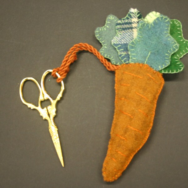 Wool felt Carrot Scissor Fob or Dangle