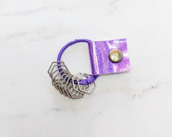 Stitch Marker Keeper - Holo Pixel Purple - gift for knitter, knitting notions, crochet accessories, knitting accessories, stocking stuffer