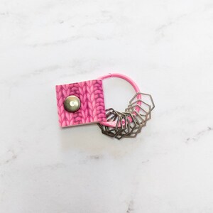 Stitch Marker Keeper - Pink Knit - gift for knitter, knitting notions, crochet accessories, knitting accessories, stocking stuffer