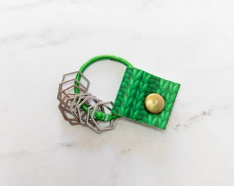 Stitch Marker Keeper - Green Knit - gift for knitter, knitting notions, crochet accessories, knitting accessories, stocking stuffer