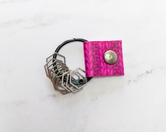 Stitch Marker Keeper - Fuchsia Knit - gift for knitter, knitting notions, crochet accessories, knitting accessories, stocking stuffer