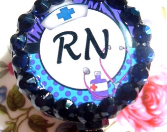 Registered Nurse "RN" ID Badge Holder - Blue