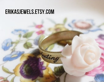 Our Fate is Our Destiny Ring with Pale Pink Rose