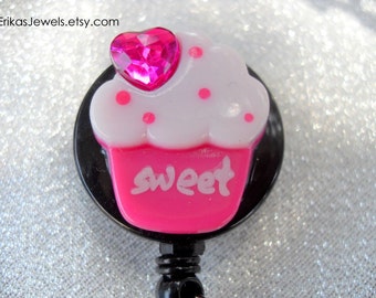 Dark Pink Cupcake ID Badge Holder