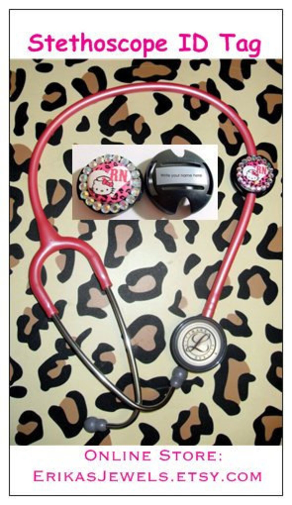 Leopard Stethoscope ID Tag Etsy