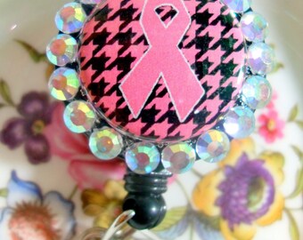 Breast Cancer Awareness ID Badge Holder - Pink and Black