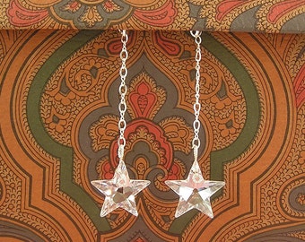star earrings Swarovski crystal and sterling silver