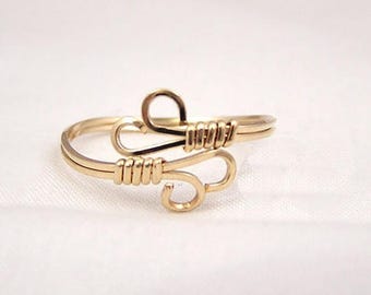 wire wrapped adjustable ring gold filled, sterling silver, or two toned