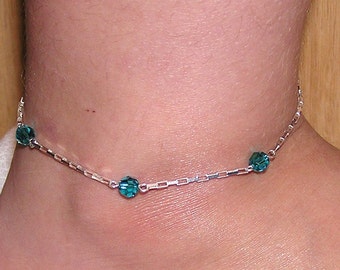 Sterling crystal birthstone anklet