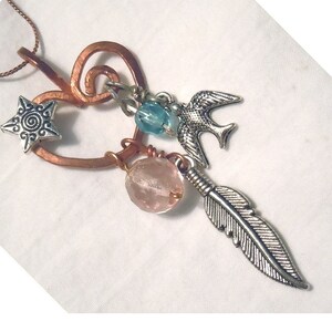 OOAK Steampunk heart and bird necklace image 2