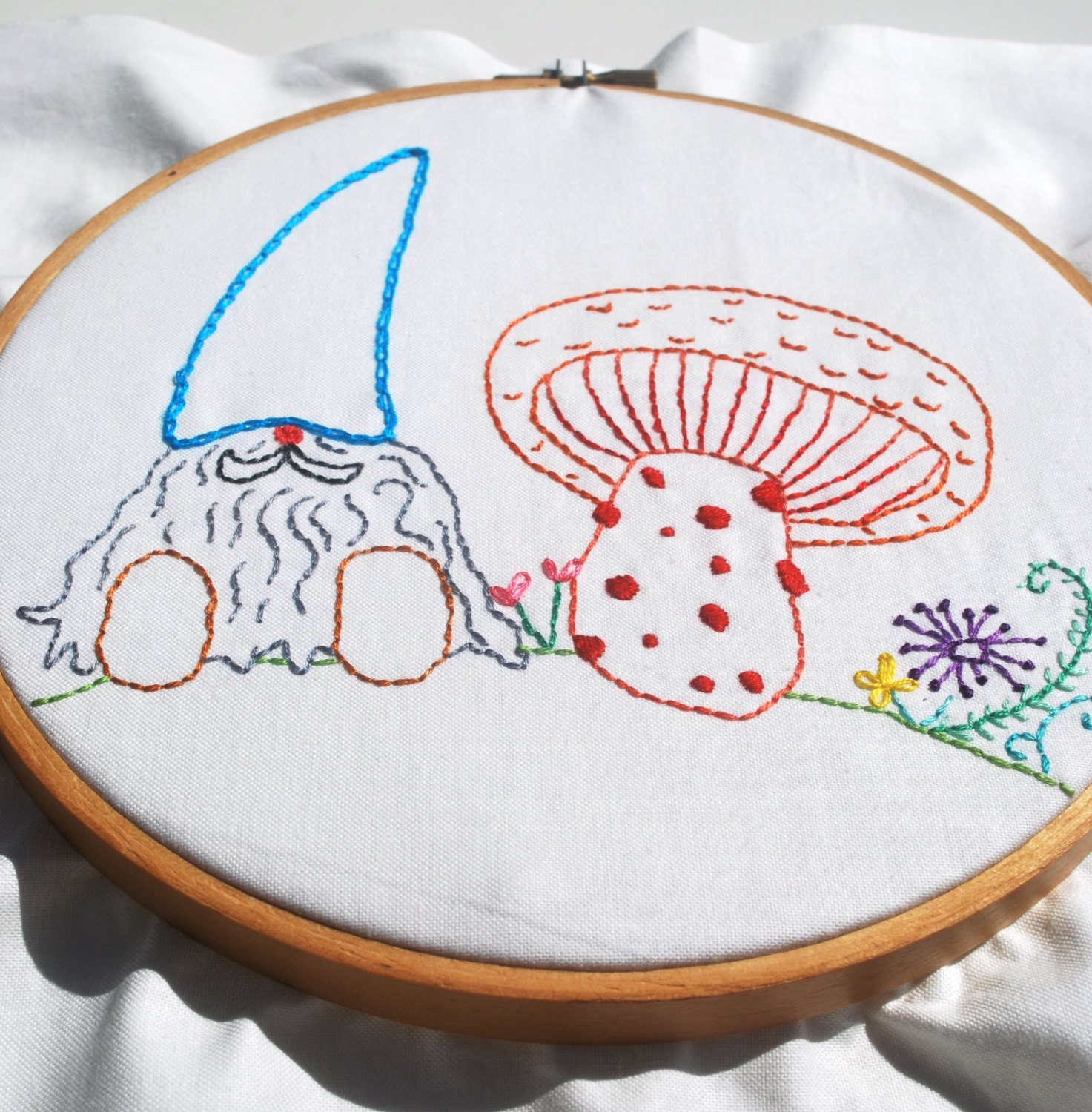 Gnomemushroom hand embroidery pattern  etsy Gnomemushroom hand embroidery pattern  etsy