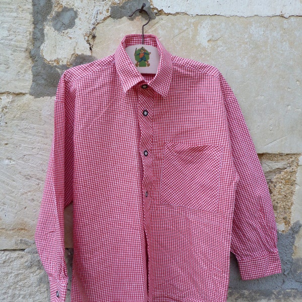 Chemise petits carreaux rouges coton taille 8 ans