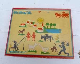 Vintage 1950/1960 old French educative game  plastic cut out pieces to play