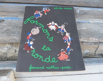 Vintage 1950 old French children's book Songs from different countys