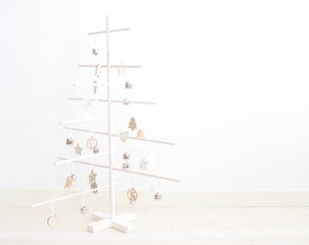 Wooden christmas tree with 30 decorations