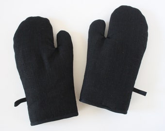 Gants noirs de four de lin