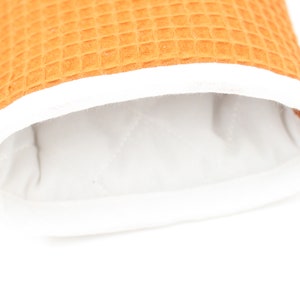 Waffle cloth oven glove orange with pot holder image 4