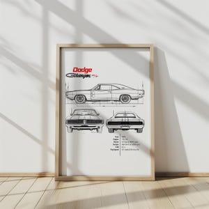 Dodge Charger R/T 1969 / Descarga digital / Auto clásico / Muscle Car / Regalo / Regalo para papá / Decoración del hogar / Decoración de oficina / Arte de autos /