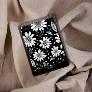 Monokrom blommig Kindle-låsskärm (digital nedladdning)
