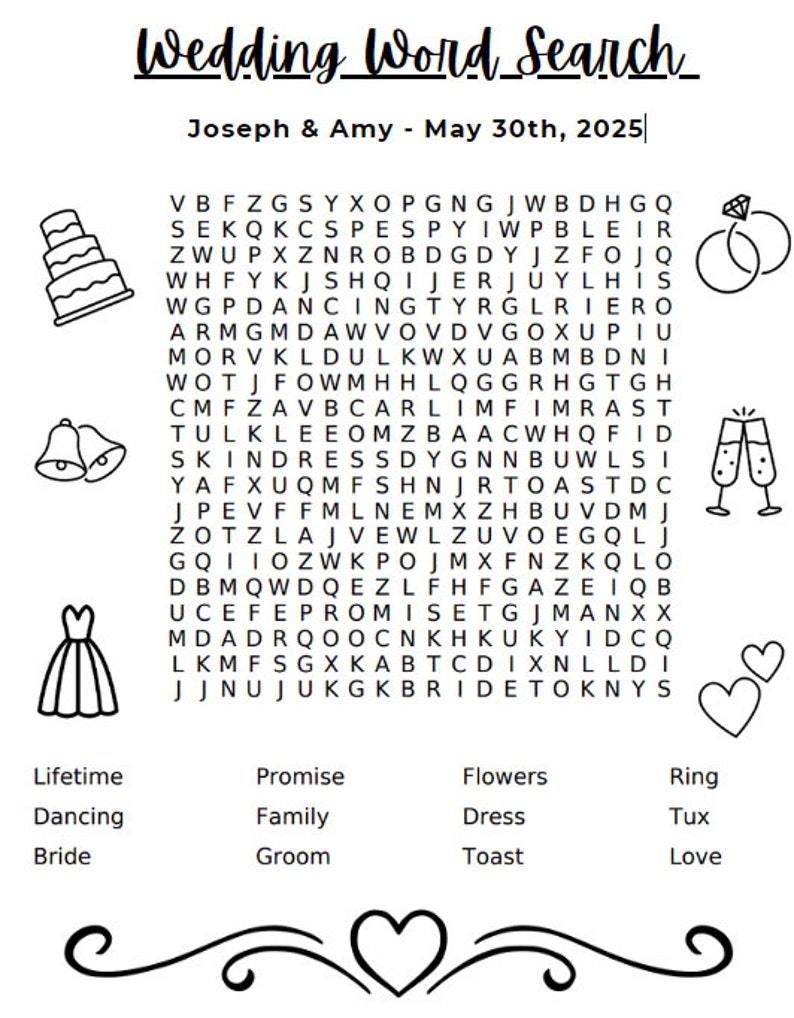 Wedding Wordsearch - Colorable for Kids - Etsy