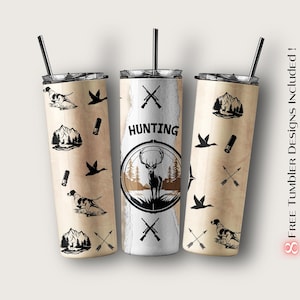 Deer Hunter Tumbler Wrap, Hunting Sublimation Design for Digital Download, 20oz Skinny Tumbler Sublimation Design Template, Hunter PNG