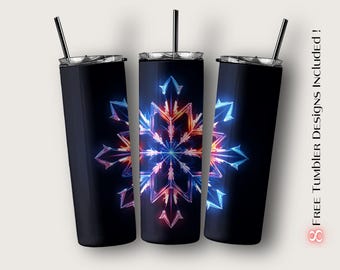 Snowflake Tumbler Wrap, Christmas Sublimation Design (Digital Download)