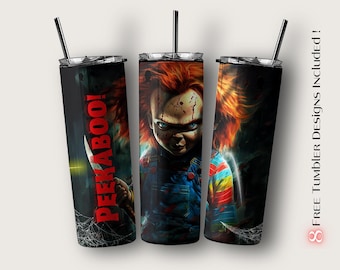 Diseño de sublimación para vasos Chucky: ¡Descarga digital!