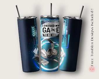 Gamer Tumbler Wrap: 20oz Skinny Sublimation Design (Digital Download)