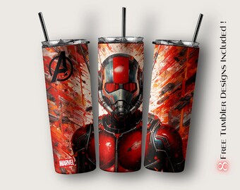 Envoltura para vaso Ant-Man, diseño de sublimación de Ant-Man para descarga digital, plantilla de diseño de sublimación para vaso delgado de 20 oz, PNG de Marvel, PNG de Ant-Man
