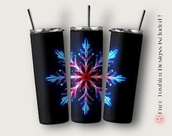 Christmas Snowflake Tumbler Wrap, Sublimation Design (Digital Download)