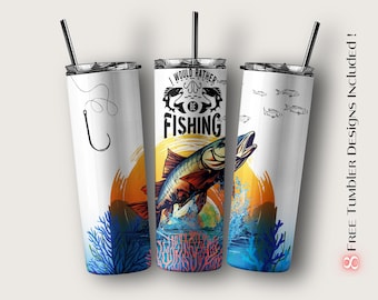 Fishing Tumbler Wrap: 20oz Skinny Sublimation Design (Digital Download)