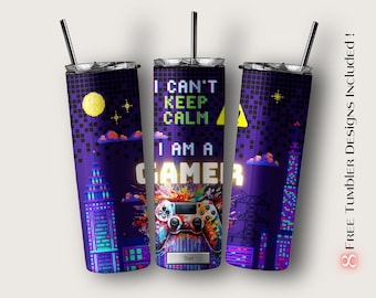 Gamer Tumbler Wrap: 20 Unzen Skinny Sublimation Design (Digitaler Download)