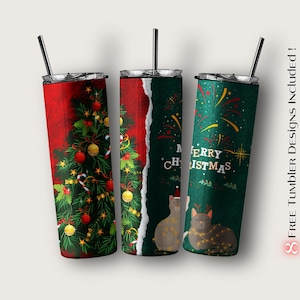 Weihnachtstumbler Wrap, Weihnachtssublimationsdesign für digitalen Download, 20 Unzen Skinny Tumbler Sublimationsdesign-Vorlage, Weihnachten PNG