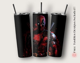 Deadpool Tumbler Wrap, Marvel-sublimatieontwerp voor digitale download, 20oz skinny Tumbler-sublimatieontwerp, Deadpool, png, png