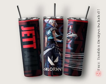 Valorant Jett Tumbler Wrap, Gamer Sublimation Design (Digital Download)