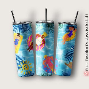 Summer Tumbler Wrap, Beach Sublimation Design for Digital Download, 20oz Skinny Tumbler Sublimation Design Template, Summer Holiday PNG