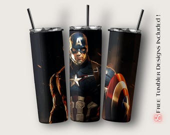 Envoltura para vaso de Capitán América, diseño de sublimación de Marvel para descarga digital, plantilla de diseño de sublimación para vaso delgado de 20 oz, Marvel PNG
